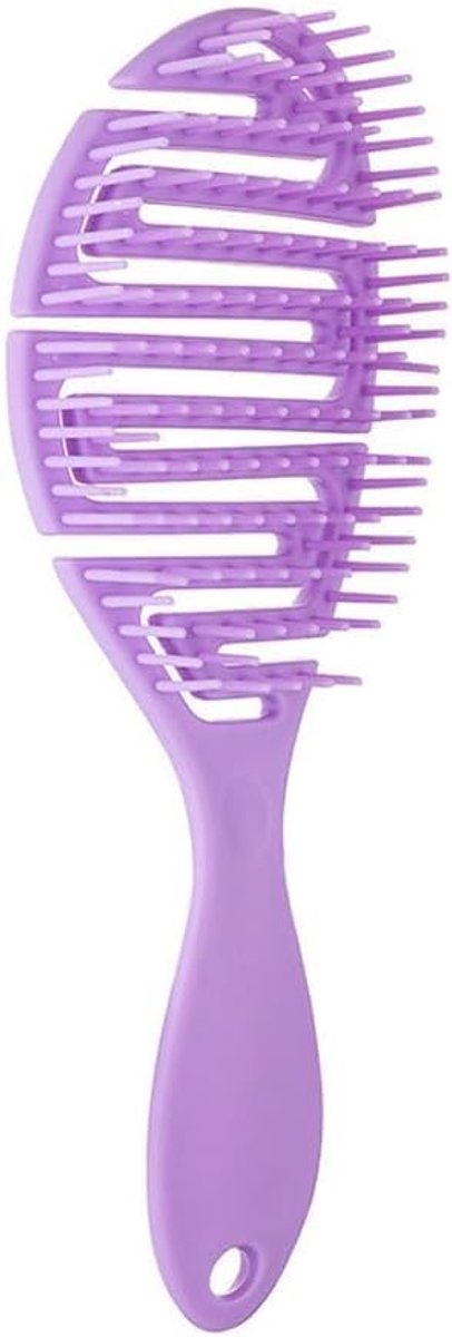 SnelShoppen - Professionele Haarborstel voor Vrouwen, Nat en Droog, Vermindert Haarbreuk, Verwijdert Klitten, Metalen Borstel, Massagescupl, Paarse Kl
