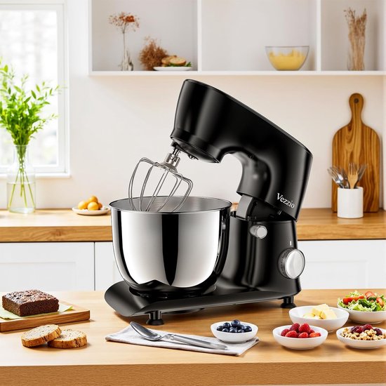 SnelShoppen - Blender 5.5 QT, 10-Weg Kantelkop, Keuken Mixer met RVS Kom, Kneedhaak, Garde, Compact & Lichtgewicht, Zwart voor Thuisgebruik van Snelshoppen — afbeelding 5