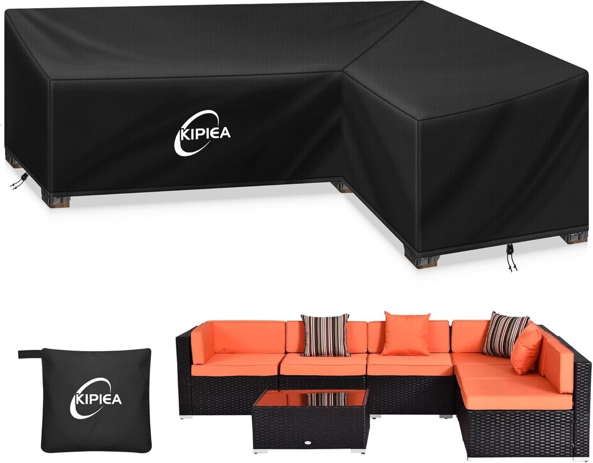 SnelShoppen - L-vormige Tuinmeubilair Covers Waterdicht, Buiten Beschermhoes voor Hoekbank Winddicht, 420D Oxford Stof Tuinmeubel Cover Lounge Set 250