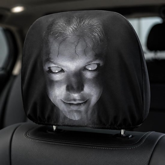 Daity 1 paar - Geestgezicht hoofdsteunhoezen - 2026 nieuwe griezelige enge hoofdsteunhoezen voor auto's - Grappig wasbaar ademend gezicht auto hoofdsteun hoes beschermer voor Halloween van daity — afbeelding 3