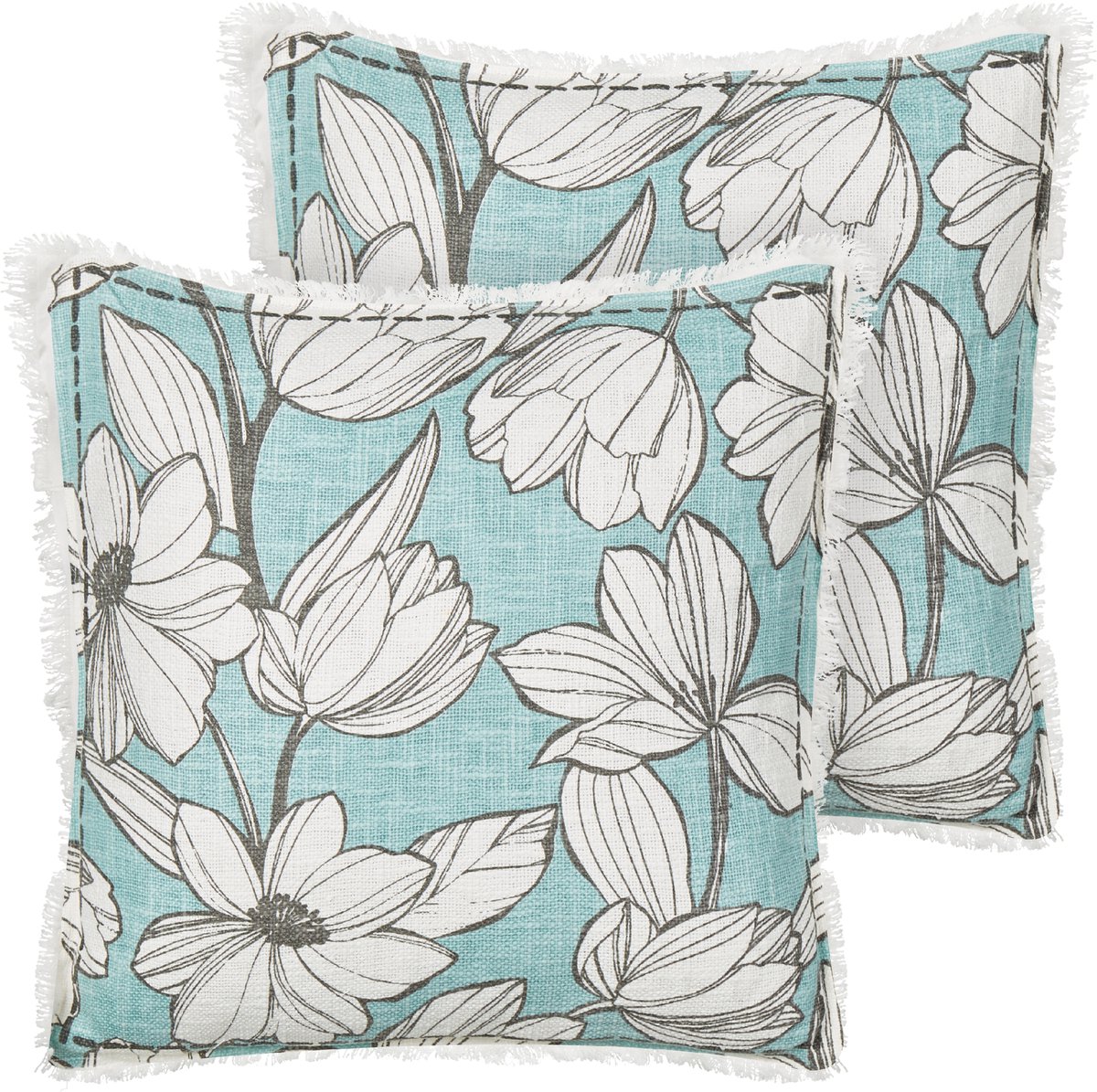 Beliani CYANOTIS - Sierkussen set van 2 - Gebroken wit/Blauw - Katoen