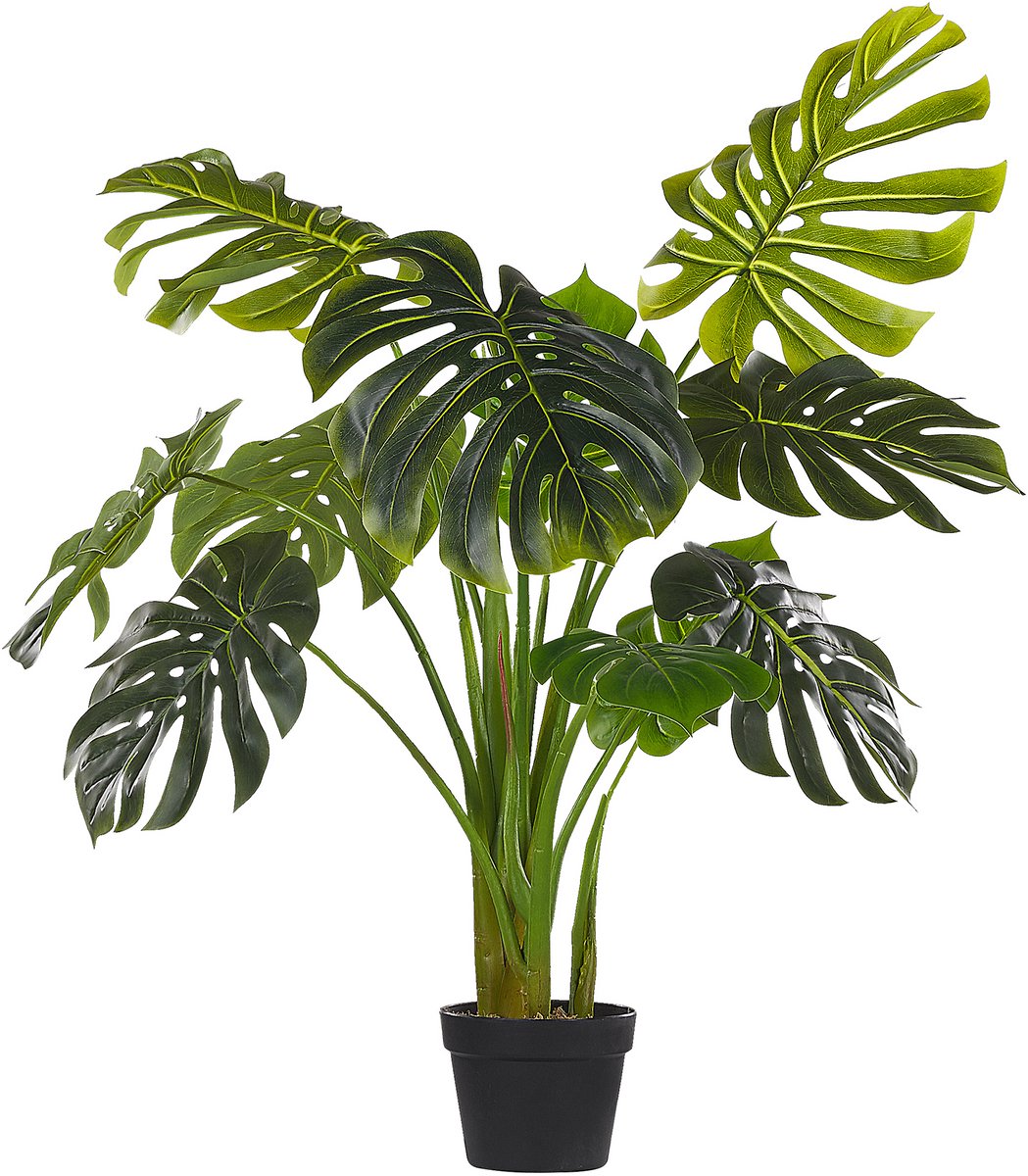 Beliani MONSTERA PLANT - Kunstplant - Groen - Synthetisch materiaal