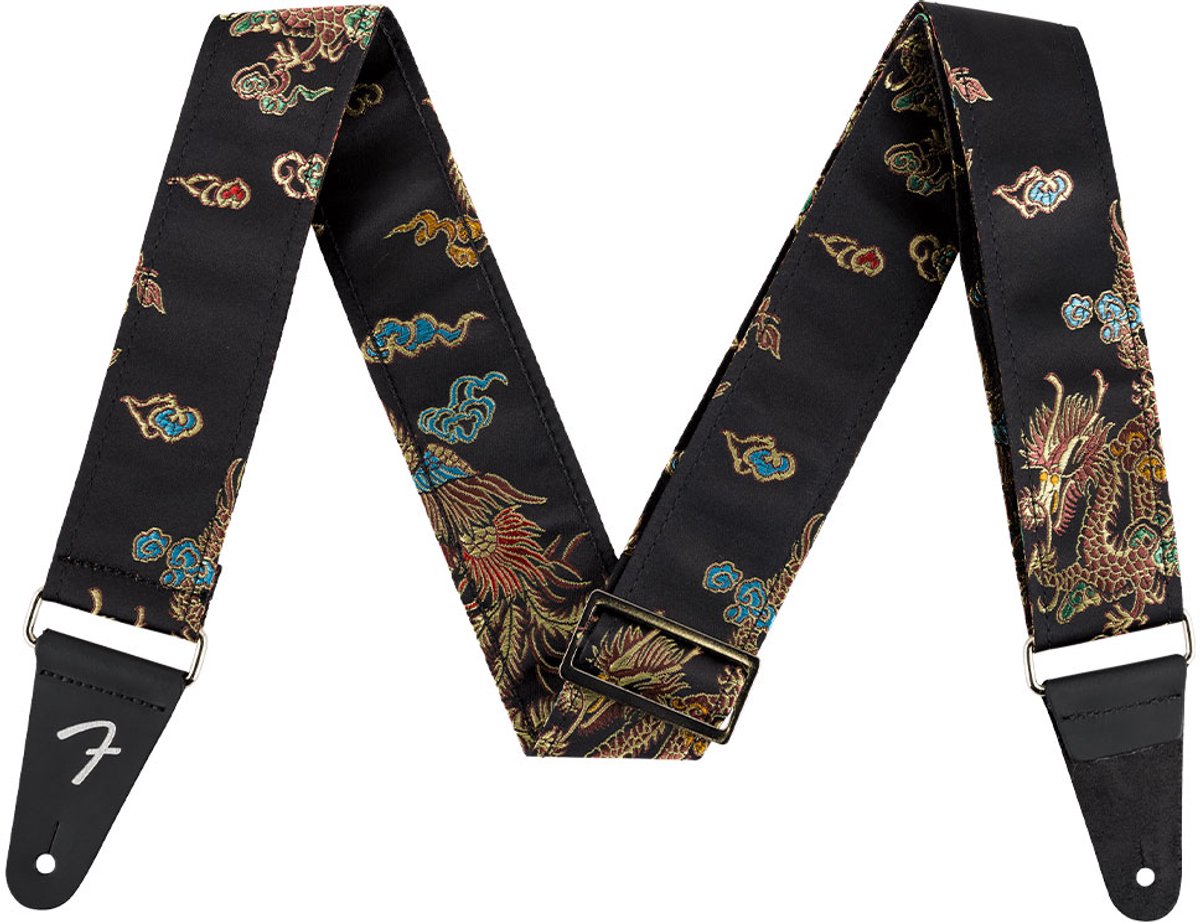 Fender Satin Dragon Strap Polyester Gitaarband Zwart 0990638050