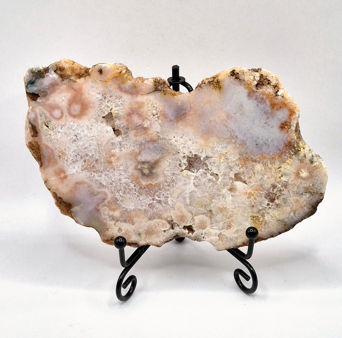 Crystal Cherry Blossom Agate Large Slab / Slice with Stand
