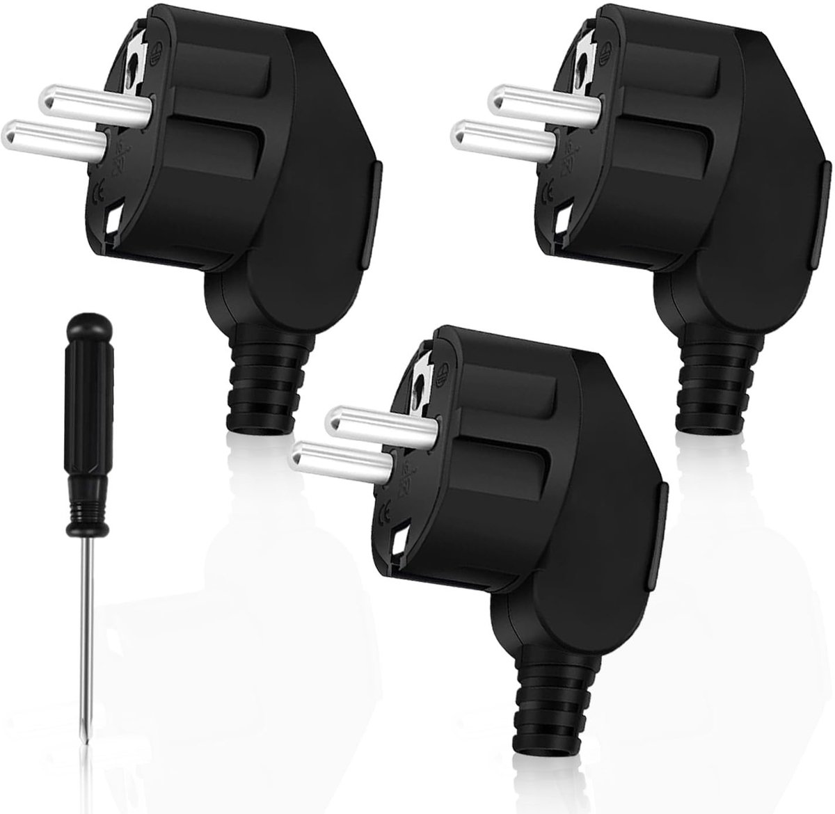 SnelShoppen - Schuko Plug, IP44 Hoekplug, 230V (16A), Platte Aarde Stekker met Kinkbescherming, Schokbestendig en Duurzaam, Voor Buitengebruik met 8-1