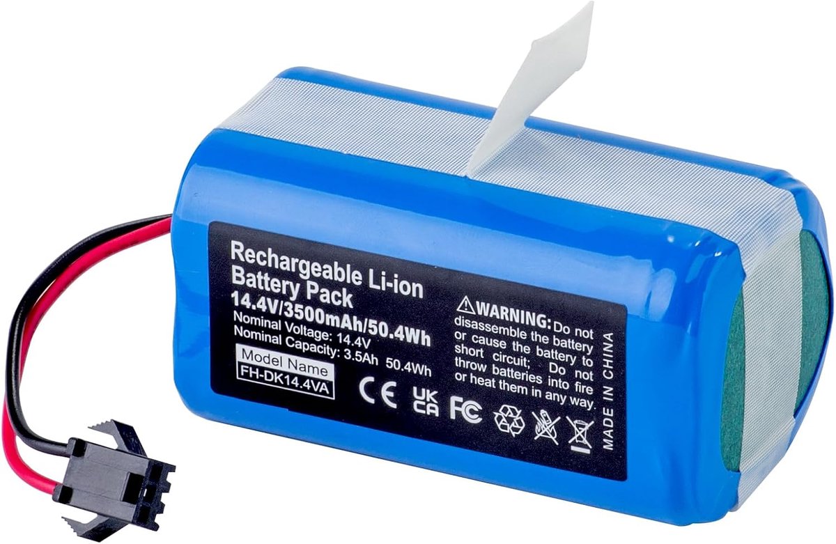 SnelShoppen - Vervangende Batterij voor Robotstofzuiger, 14.4V 3500mAh Li-ion, Compatibel met Diverse Modellen, Ideaal voor Eufy, Conga, Proscenic, Le