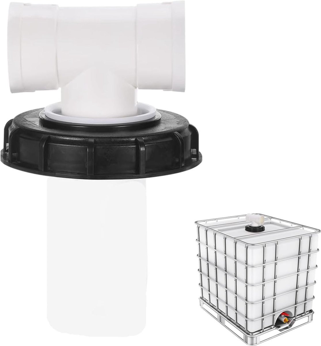 SnelShoppen - T-Forma IBC Flat Water Lid Filter - IBC Deksel met Filter - Regenwaterfilter Cover - IBC Tank Deksel 165mm - IBC Accessoires met Netfilt