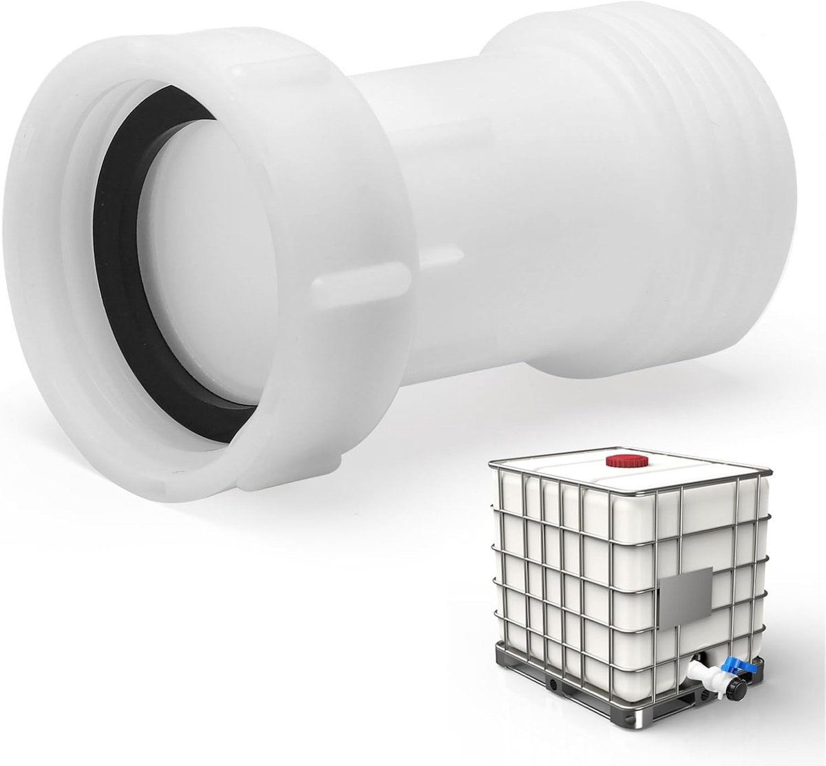 SnelShoppen - IBC Adapter S60 x 6 Extension Spacer - Tankaccessoires voor IBC Containers - PVC Seal - Geschikt voor Tuin, Camping, Wateropslag - 1 Stu
