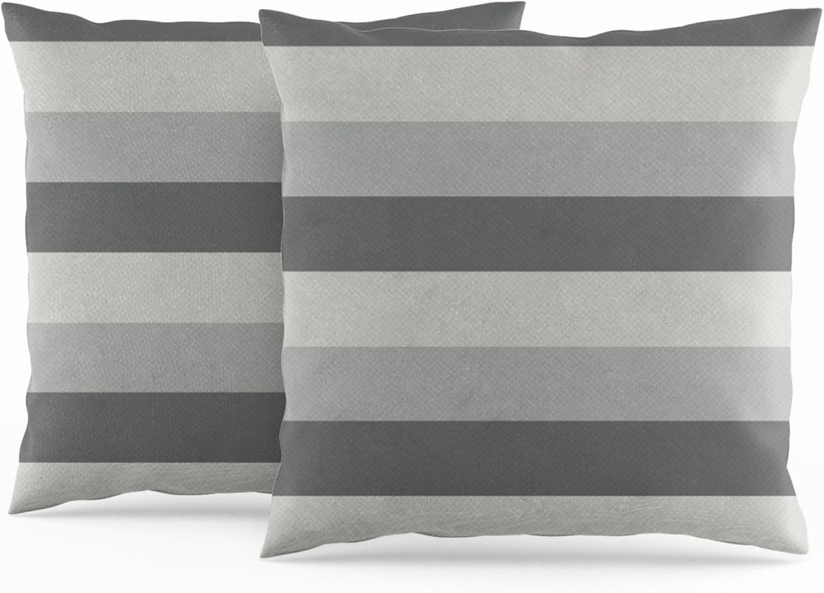 SnelShoppen - Gestreepte Kussenslopen Grijs - Moderne Kunst Minimalistische Kussens - Linnen Kussenhoezen 60x60cm - Set van 2 voor Woonkamer en Slaapk