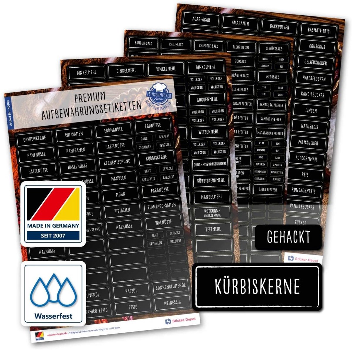 SnelShoppen - 300+ Waterdichte Stickers, Zelfklevende Labels voor Opslagdozen, Potten en Blikken, Vierkant, Perfect voor Keuken, Tuin, Organisatie