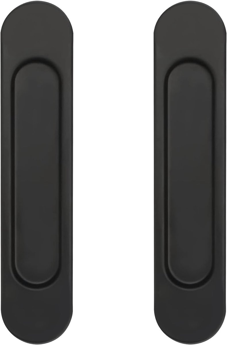 SnelShoppen - 2x Zelfklevende Deurgrepen 5.8 Inch, Ovalen Handgrepen voor Schuifdeuren, Kasten & Ramen, Zwart, Hoogwaardige Aluminium Legering
