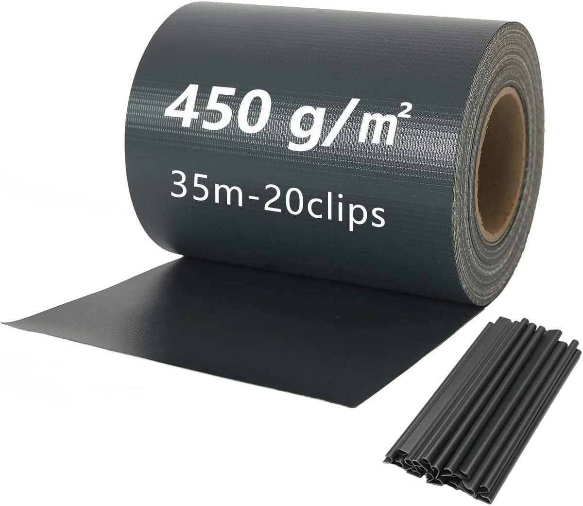 SnelShoppen - PVC Privacy Film Tuin Privacy Strips 19cmx35m Anthraciet - Inclusief 20 Fixing Clips - 450 g/m² Dubbelzijdig Opaque UV-bestendig Waterdi