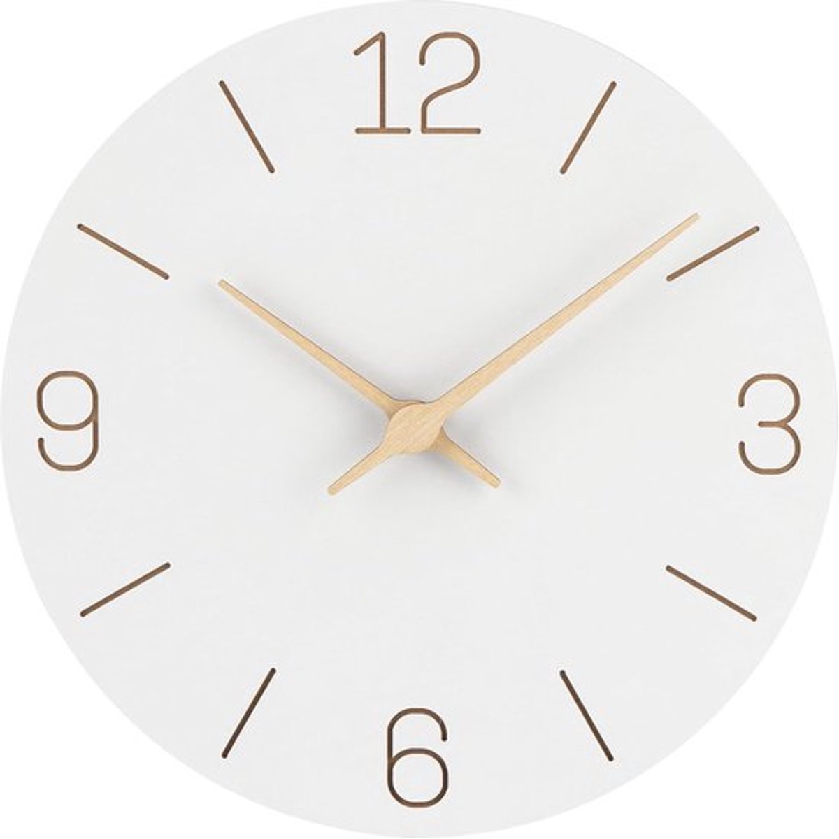 SnelShoppen - MDF Wandklok 30cm - Stille Quartz Klok - Modern Design - Geen Tikkende Geluiden - Ideaal voor Slaapkamer, Woonkamer, Keuken, Kantoor - W