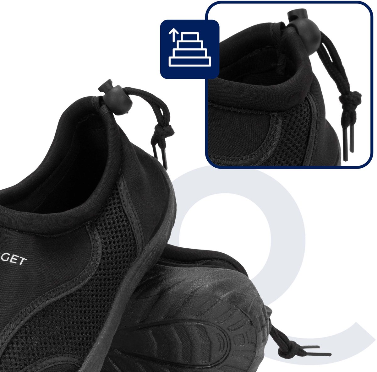 Aquaget® Waterschoenen - AQUA Shoes - Sneldrogend - Rubber - Unisex - Zwart - Maat 41