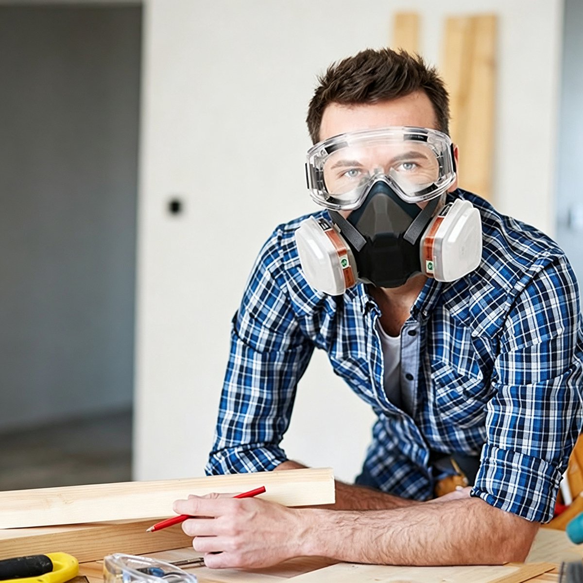Herbruikbaar Chemisch Ademmasker - Verfmasker Met Filterbox - Gasmasker - Halfgelaatsmasker Met Bril - Organisch Dampmasker