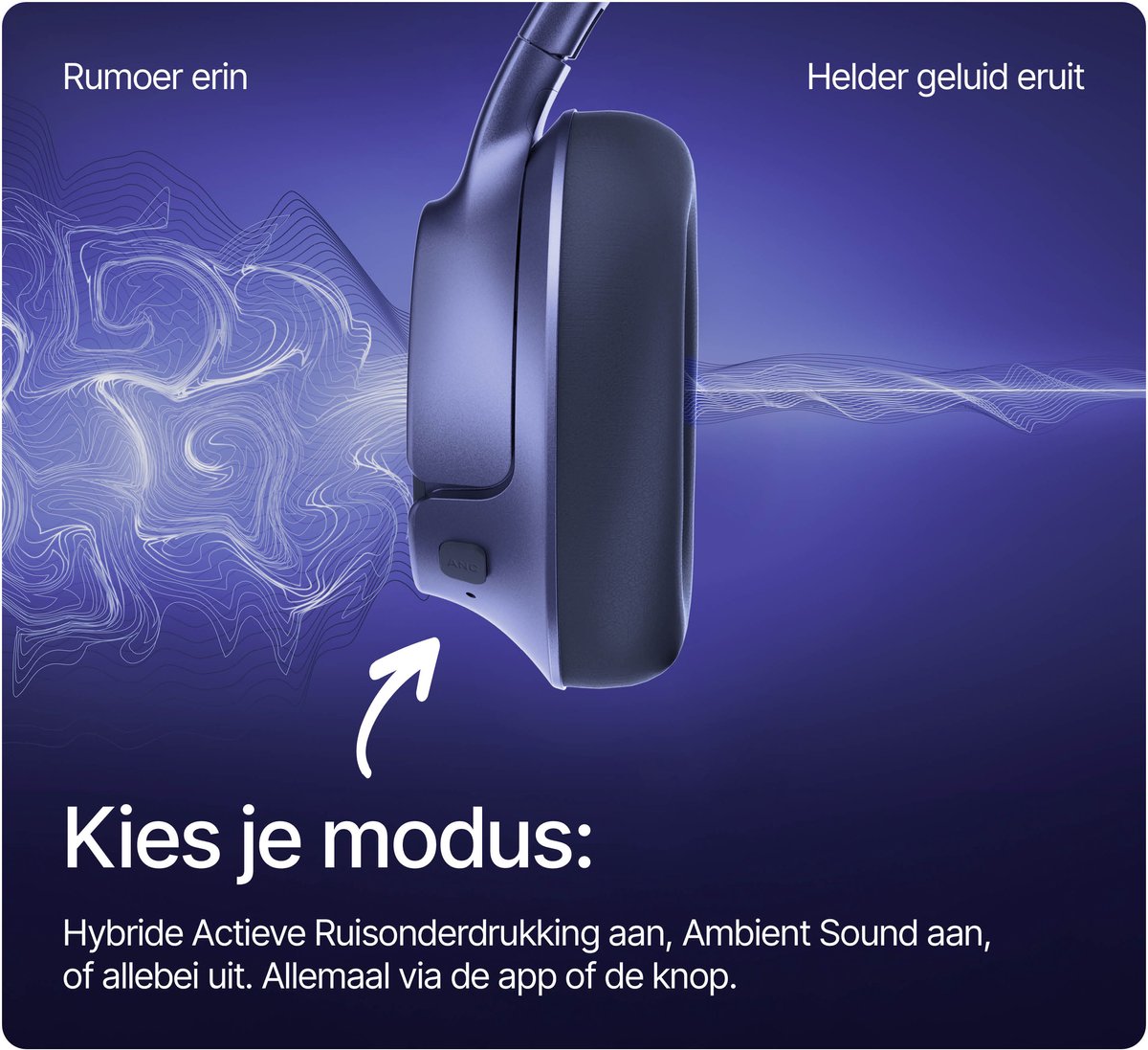 Fresh 'n Rebel Clam Fuse 2 - Draadloze Bluetooth Koptelefoon met Active Noise Cancelling- 80 uur Speelduur - My Sound App - Dreamy Lilac thumbnail 2