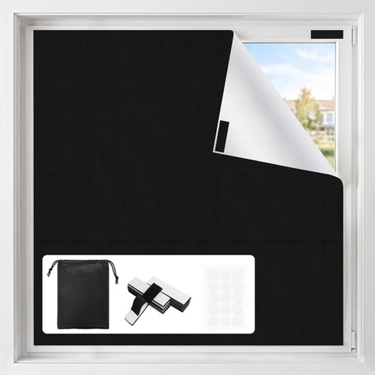 Verduisteringsgordijn Zelfklevend Met Klittenband 150x240cm – Op Maat Te Knippen Lichtdich