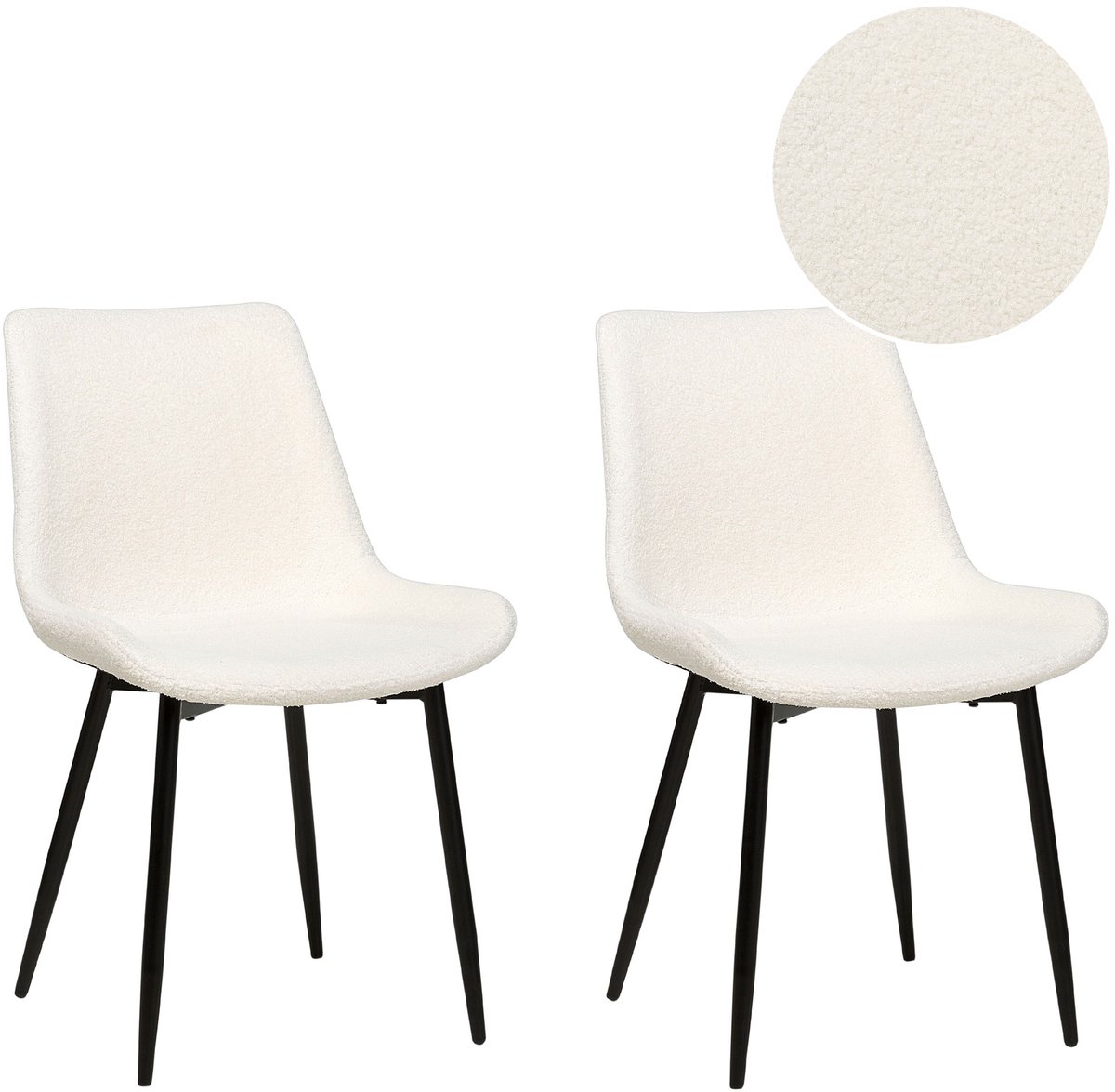 AVILLA - Eetkamerstoel set van 2 - Wit - Bouclé