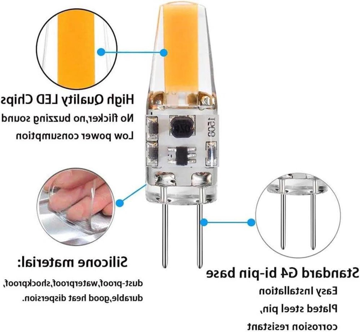 LEDlampen G4 - Mini capsule - Meubelverlichting - Energiebesparend - 3 watt - Natuurlijk wit