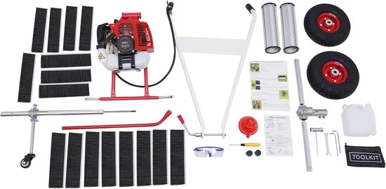 Benzine Veegmachine - Commerciële Veegmachine - Opritten Reinigen - Krachtige Tweetakt Motor - 22cm Borstelkop - Zwart — afbeelding 3