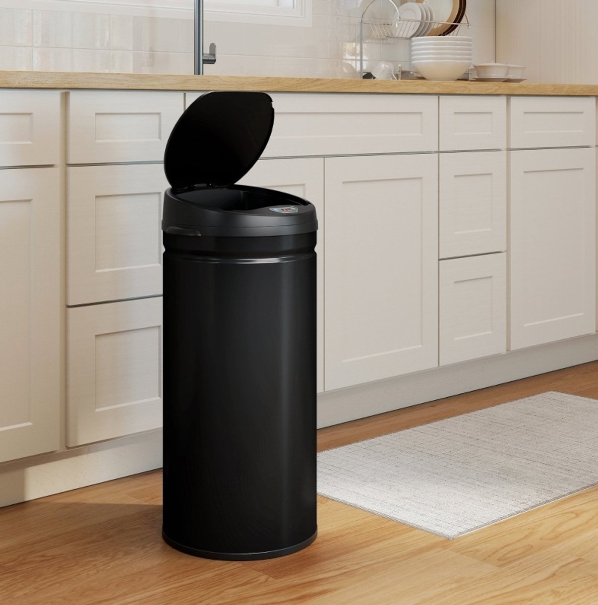 COVREO Sensorprullenbak 42 liter 30,5 x 30,5 x 68 cm zwart met soft-close deksel