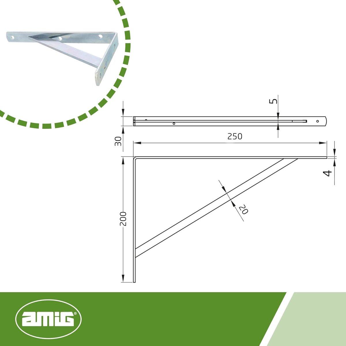 SnelShoppen - Wandbeugel voor Planken - Stevige Metalen Hoekplank Steun - Staal - Zilver - 250x150mm - Tot 320 kg - Voor Thuis en Kantoor