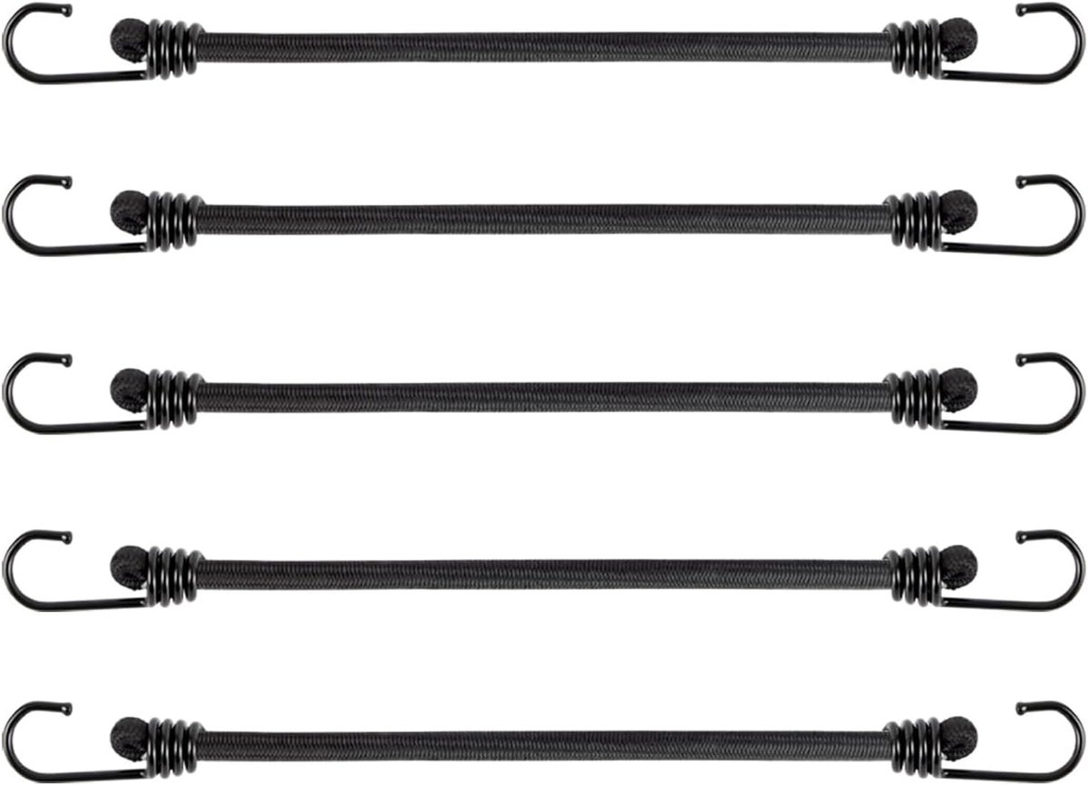 SnelShoppen - 5x Stretch Rubber Tensioners met Hooks, Luggage Expander, Elastische Rubber Straps 60cm voor Camping, Auto, Rooftop, Tuin, Reizen