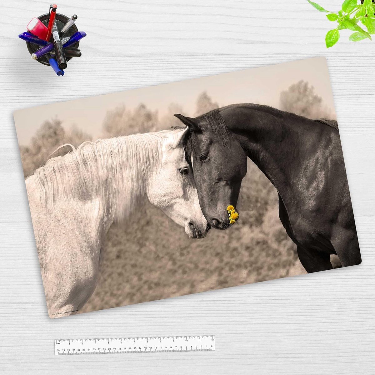 SnelShoppen - Desk Pad voor Kinderen en Volwassenen, Paarden Liefde, Premium Vinyl, 60 x 40 cm, Antislip, Waterafstotend, Ideaal voor Thuis, School of