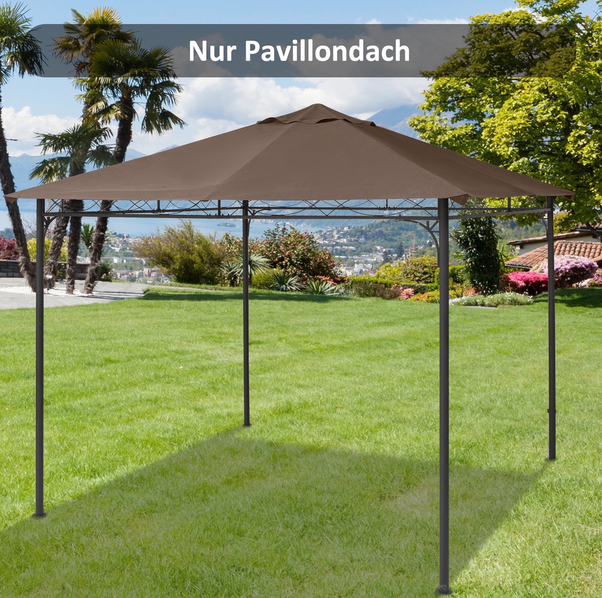COVREO Vervangingsdak partytent 298x295 cm – polyester in coffee, met 8 afwateringsgaten