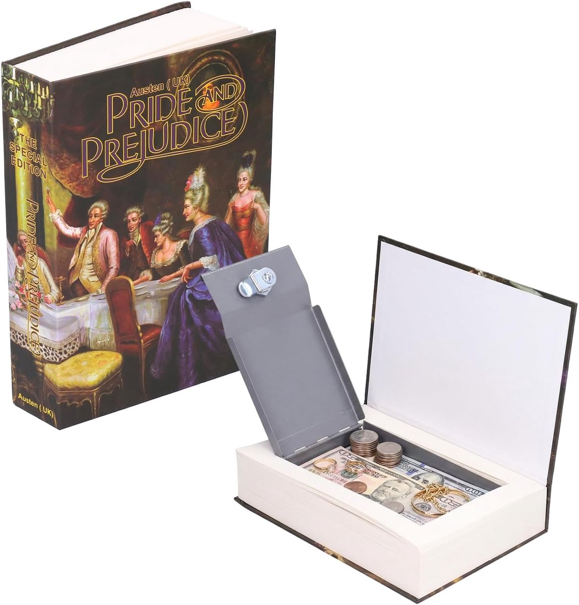 SnelShoppen - Tissting Boek Kluis met Sleutelslot, 22 x 15.2 x 4.5cm Verstevigde Verpakking, Verstopplek voor Geld, Munten, Sieraden en Meer