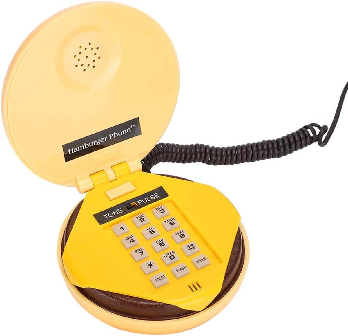 SnelShoppen - Hamburger Telefoon - Novelty Emulational Hamburger Phone - Wire Landline Phone - Home Decoratie - Geel - Duidelijke Geluidskwaliteit - M