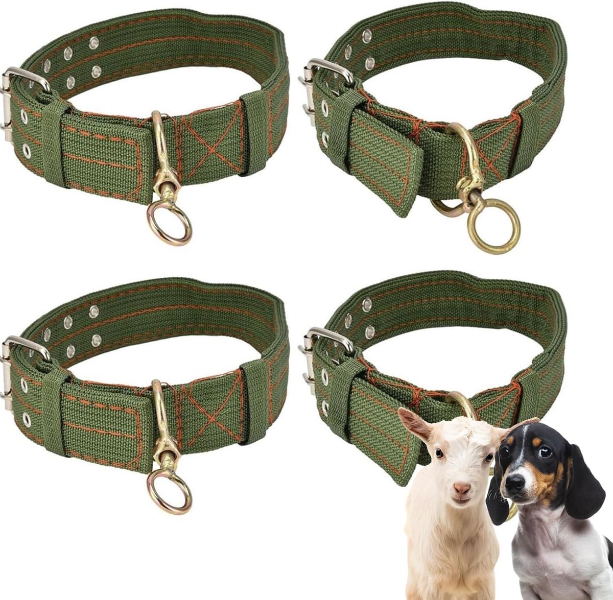 SnelShoppen - 4 Pcs Verstelbare Dikke Hondenhalsband, Dierenhalsband, Schapenhalsband, Canvas Halsband voor Hond, Paard, Schaap, Rund, Kameel, 70 cm,