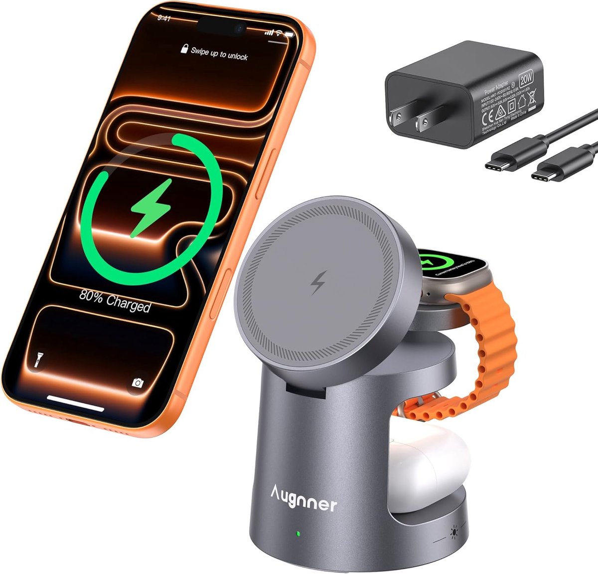 SnelShoppen - Draadloze Qi Oplader - Snelle en Veilige Oplading voor iPhone 17/16/15/14/13/12 - Oververhitting- en Kortsluitbescherming - Ideaal voor