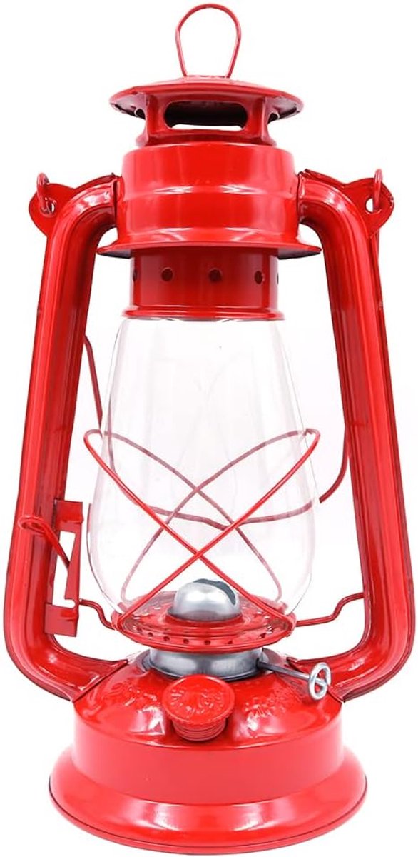 SnelShoppen - 30cm Vintage Storm Lantern Kerosene Lamp - Retro Olielamp voor Tuin, Camping, Feest - Rood - Duurzaam en Stijlvol