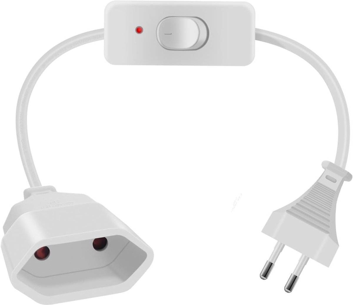 SnelShoppen - Eurostekker Verlengsnoer met Schakelaar 2.5A 250V 0.5m - Korte Euro Kabel voor Apparaten, TV, PC, Monitor - Wit