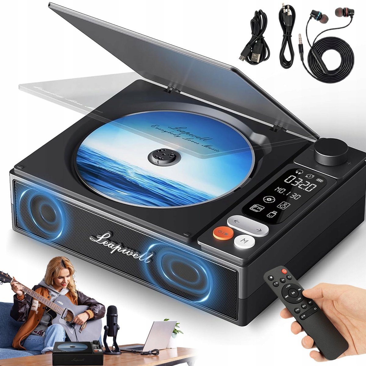 CD speler - Bluetooth luidspreker - Draagbare Multifunctionele CD speler - 4000mAh Accu & 4.5u Speeltijd - 7 Modi & Bluetooth - Retro Design & Display - Voor Thuis & Onderweg