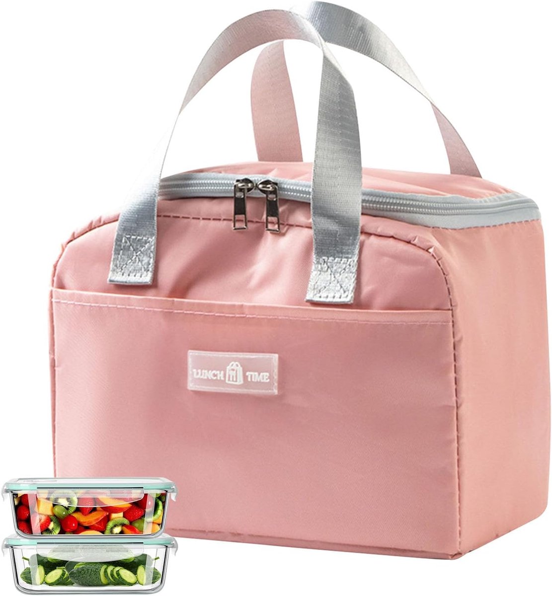 SnelShoppen - Koeltas, Insulated Lunch Bag met Voering, Draagbare Lunchtas, Vouwbare Cooler Bag voor School, Werk, Picknick, Reizen, Roze, 25x19x14 cm