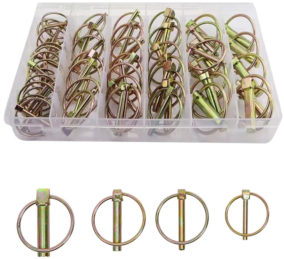 SnelShoppen - Pack van 50 Opvouwbare Splits, Beveiligingssplits, Vouwassortiment, Gegalvaniseerde Locking Pins, Splint Assortiment voor Trailers, Trac