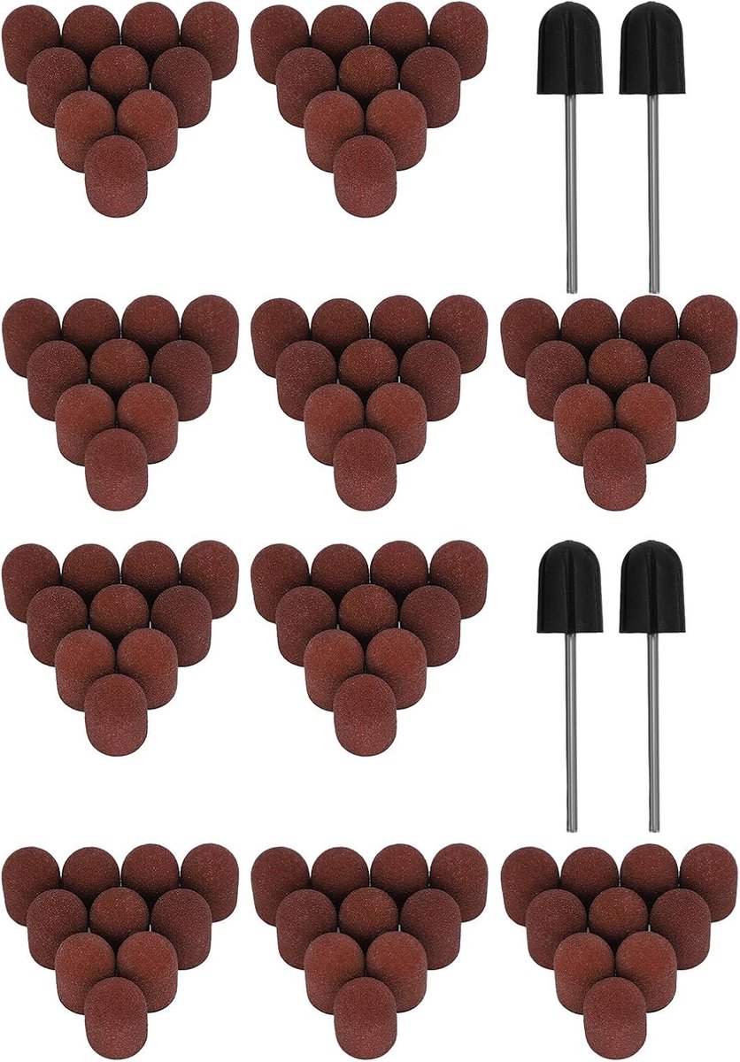 SnelShoppen - 100 Stuks Nagel Slijpcaps voor Voetverzorging met 4 Slijpswells, 10 mm Slijpcaps voor Manicure, Polijsten en Scherpen, Nagel Slijpsand v