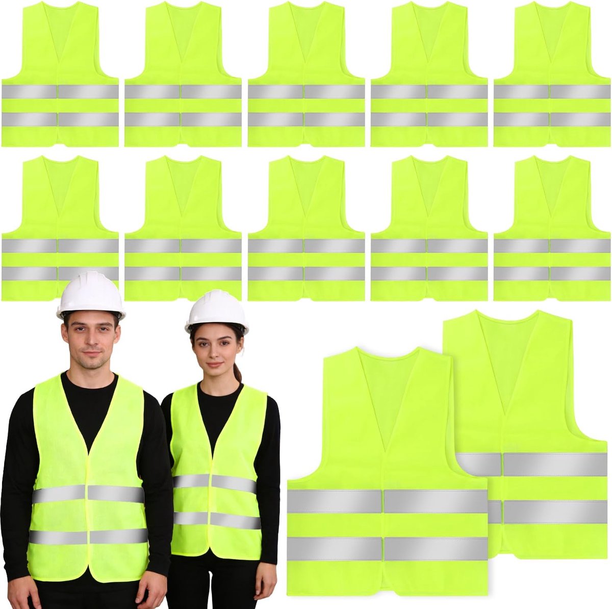 SnelShoppen - Warnwesten Auto Veiligheidsvesten Reflecterend Geel voor Voertuigen - Maat M/L - 2 Stuks - Ideaal voor Wegenhulp, Pechhulp en Verkeerssi