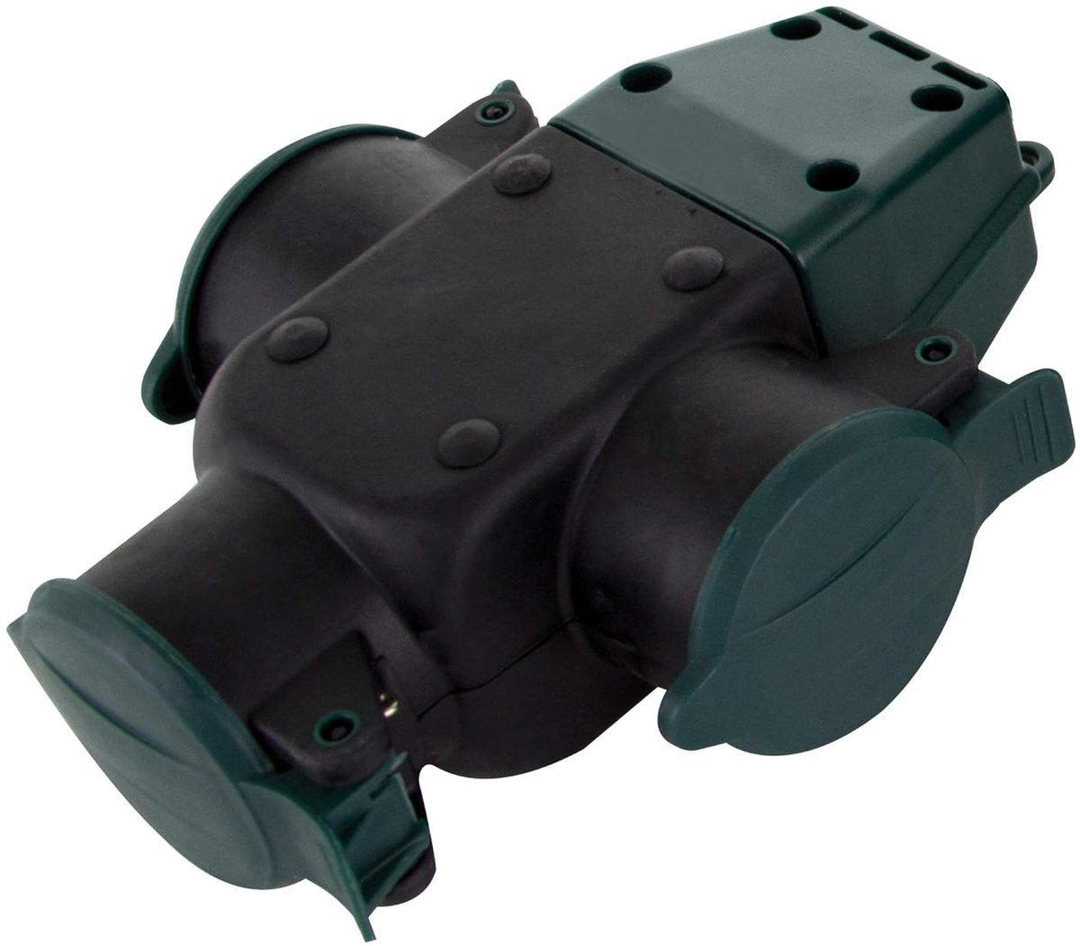 SnelShoppen - Grounded Coupling Triple Coupling IP44 16A Thermoplastic Zwart - Waterdicht, Voor Tuin, Camping en Feest
