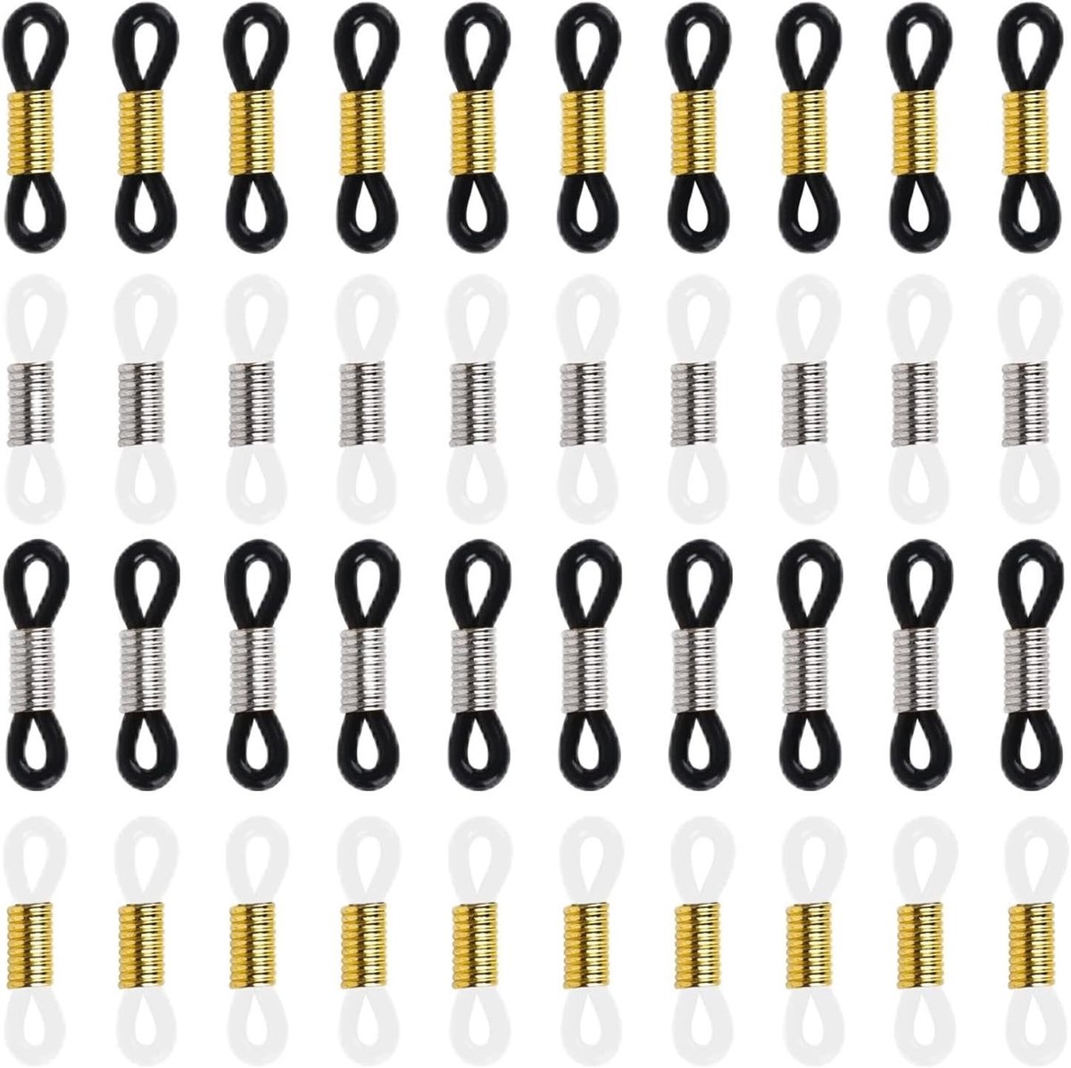 Glazen kettingen voor brillen, silicone connectors en houders voor sport- en leesbrillen, 50 stuks