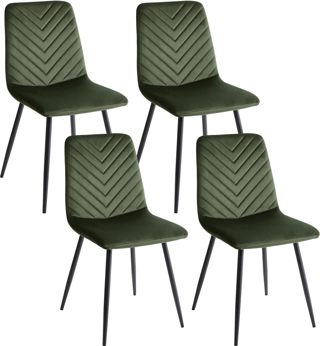 HAVRE - Eetkamerstoelen set van 4 - Olijfgroen - Fluweel