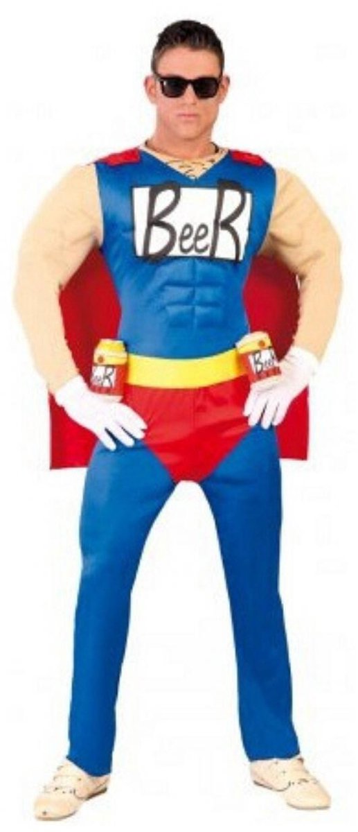 Super beer/bier man verkleedkleding kostuum gespierd - Superheld - heren - carnaval - L/XL L/XL