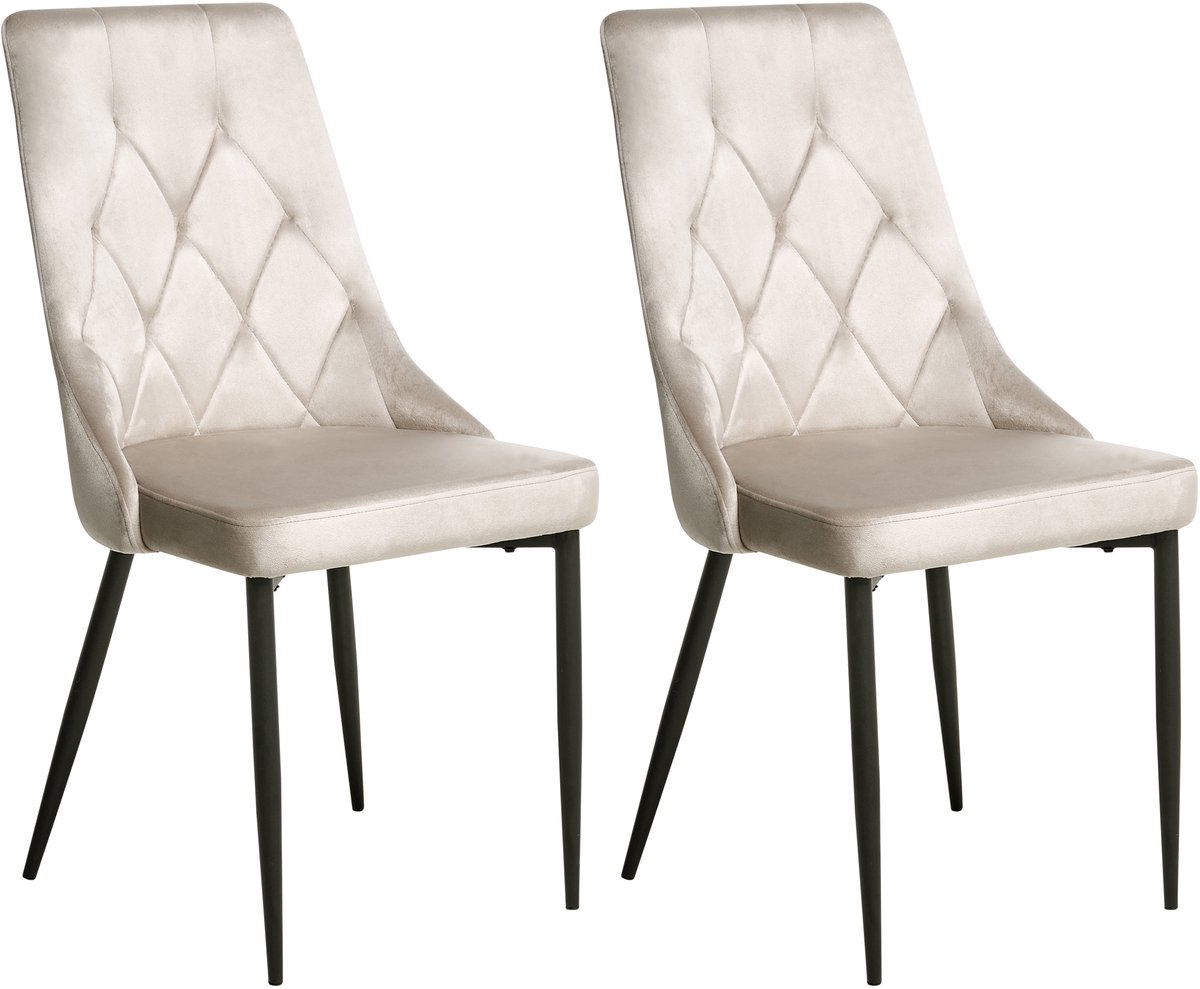 AVENIR - Eetkamerstoel set van 2 - Beige - Fluweel