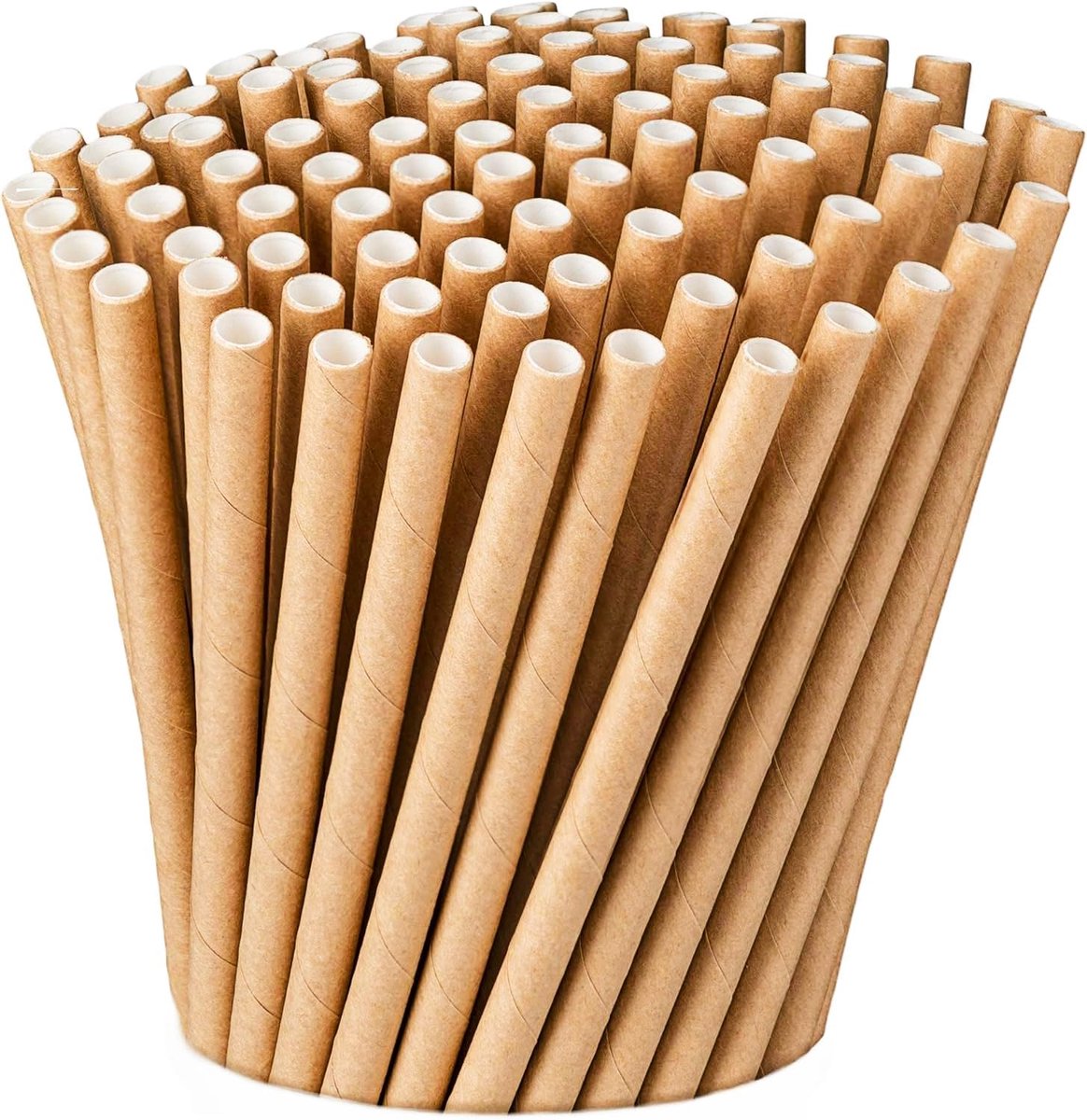SnelShoppen - 100 x Biologisch Afbreekbare Kraft Papier Rietjes, Milieuvriendelijke Drinkrietjes voor Feest, Tuin, Cocktail, Koud en Warm, 20 cm
