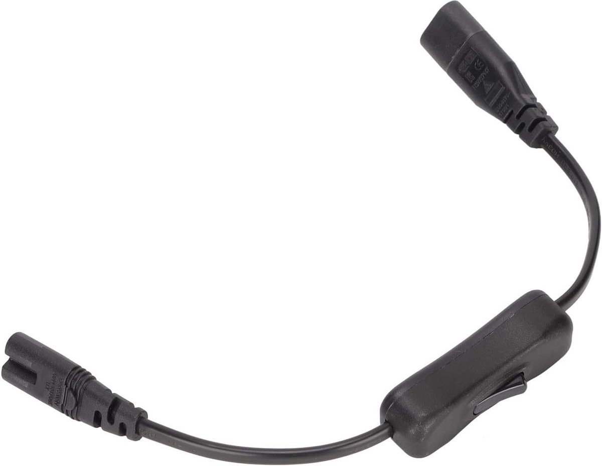 SnelShoppen - IEC 320 C8 naar C7 Verlengsnoer Adapter Kabel met Schakelaar 2.5A 250V voor Bureau Lampen - 0.98ft - Veilig en Duurzaam