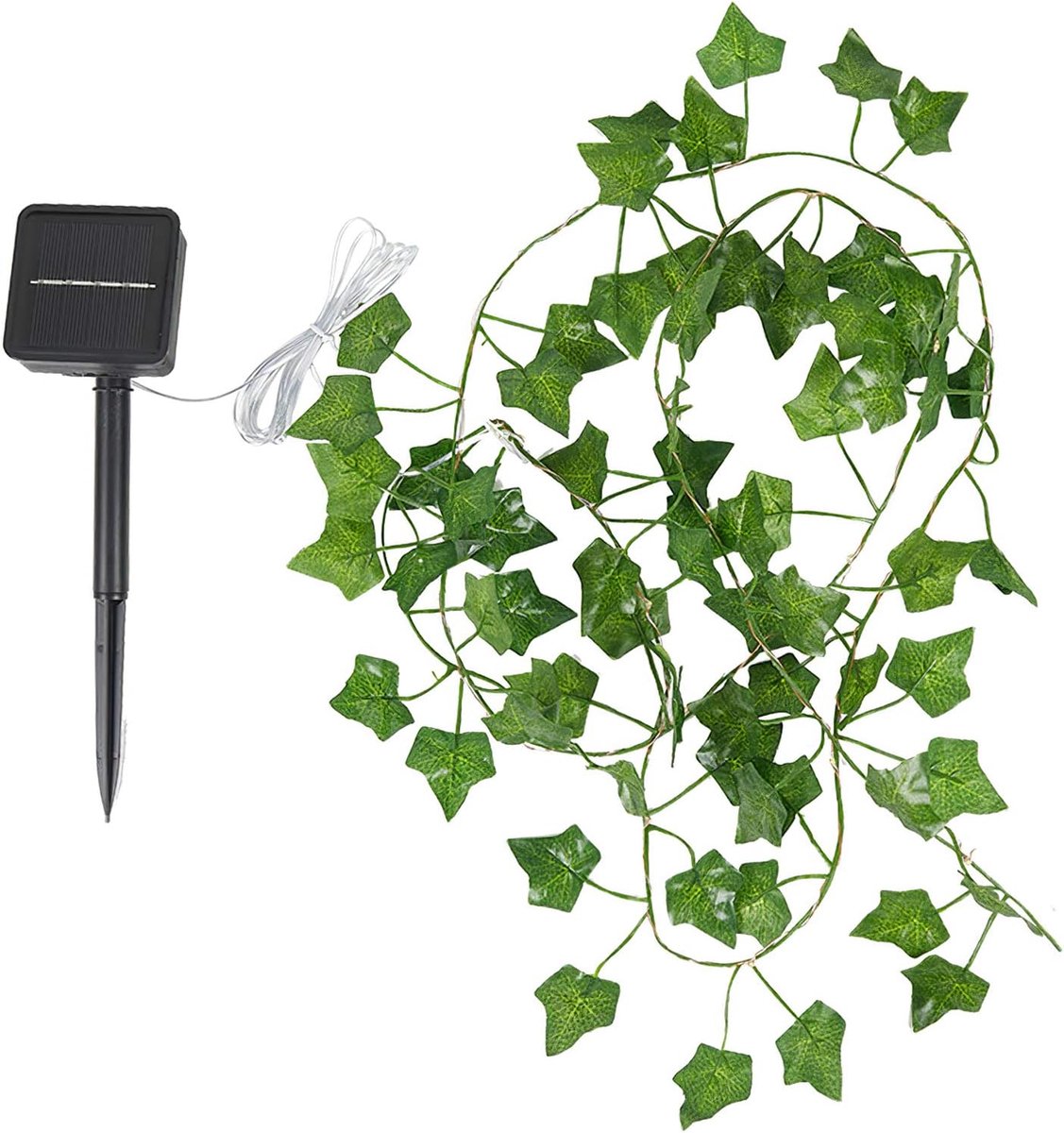 SnelShoppen - LED Solar String Lights met Kunstmatige Klimopbladeren - 8 Lichtstanden - Waterdicht - 5m Lange Solar Maple Leaves voor Tuin, Patio, Fee