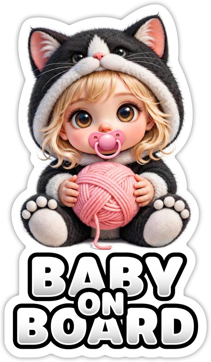 SnelShoppen - Baby on Board Autosticker, kind in de auto, weerbestendige vinyl sticker, 15 x 8,5 cm, zelfklevend, gelamineerd, krasbestendig, kleurint