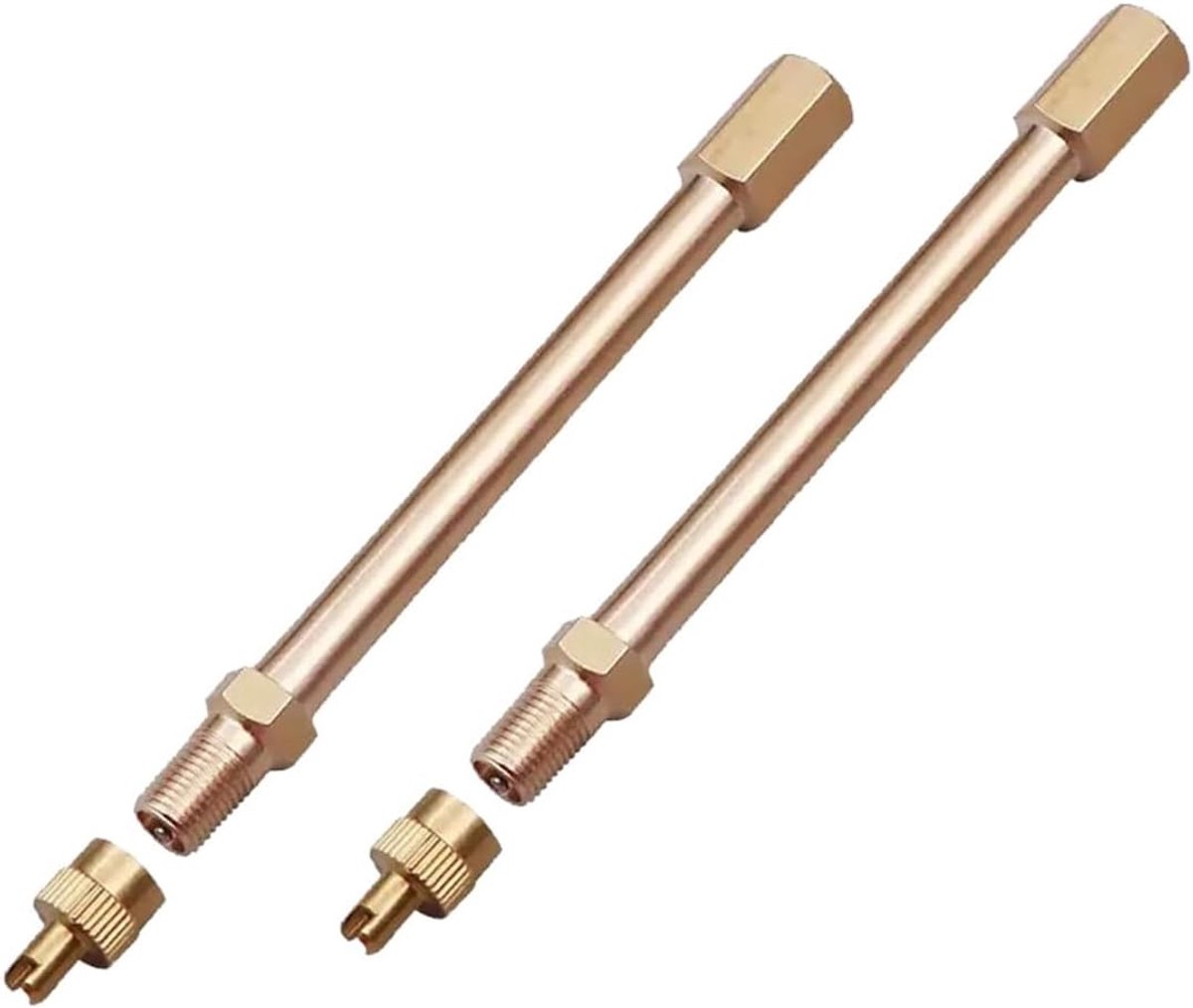SnelShoppen - Pack van 2 Ventiel Extensie Adapter voor Auto, Vrachtwagen en Fiets - 10 cm Messing Ventiel Verlengstuk - Eenvoudige Installatie en Duur